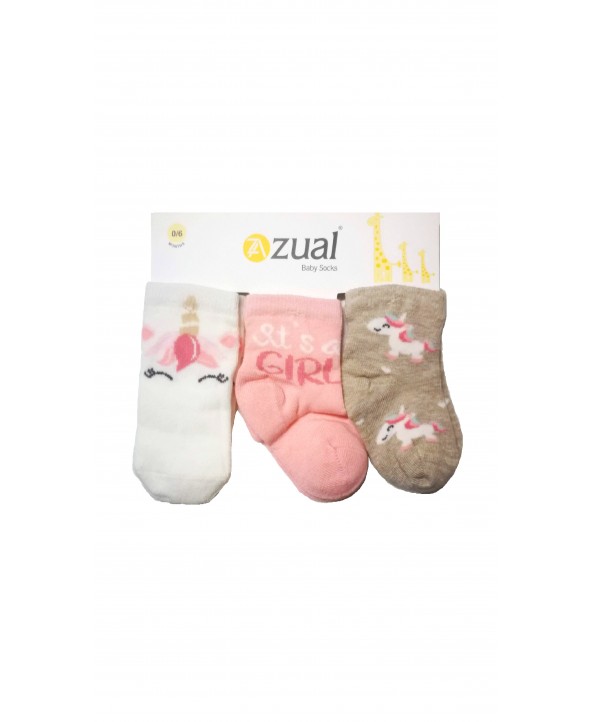 Zual бебешки чорапи 3 чифта еднорози 0-6 мес.